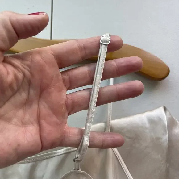 Aritzia Babaton Satin Slip Dress Size XXS Champagne Ivory Beige Mini Strappy - Picture 3 of 10